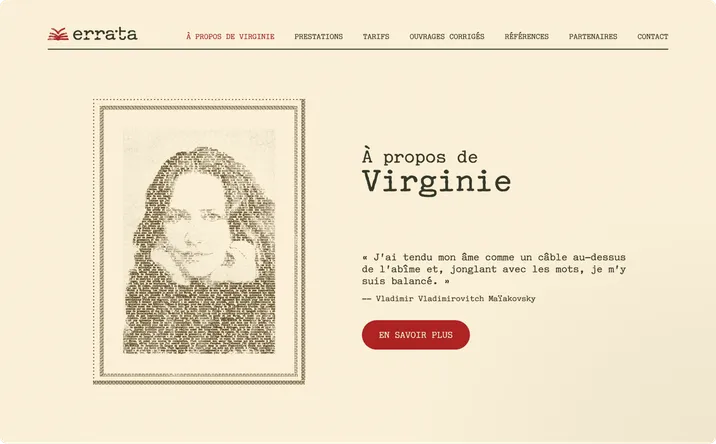 Errata website home page