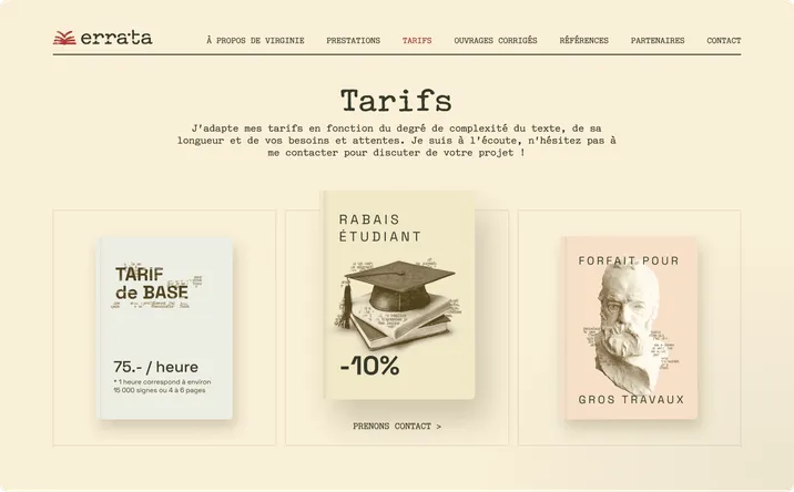 Errata website services page