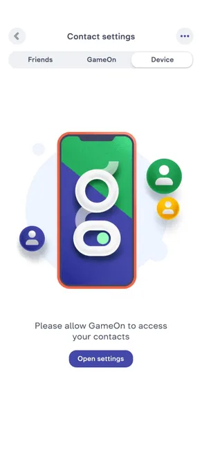 GameOn app screen