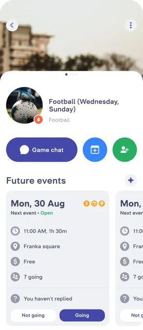 GameOn app screen